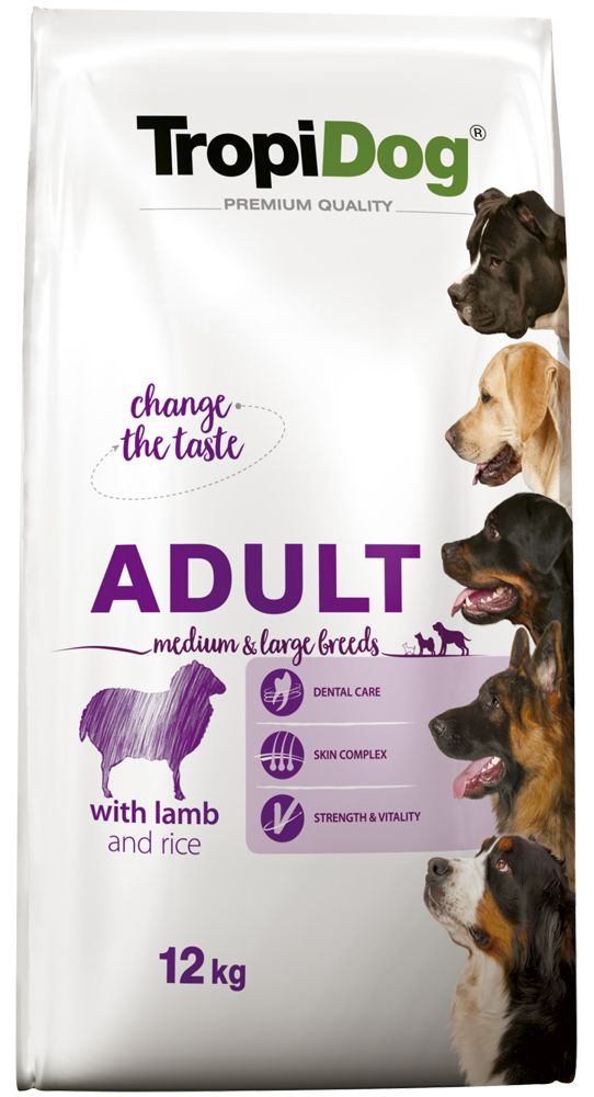 TROPIDOG ΤΡΟΦΗ ΣΚΥΛΟΥ TROPIDOG PREMIUM ADULT MEDIUM-LARGE BREEDS ΑΡΝΙ - ΡΥΖΙ 12KG