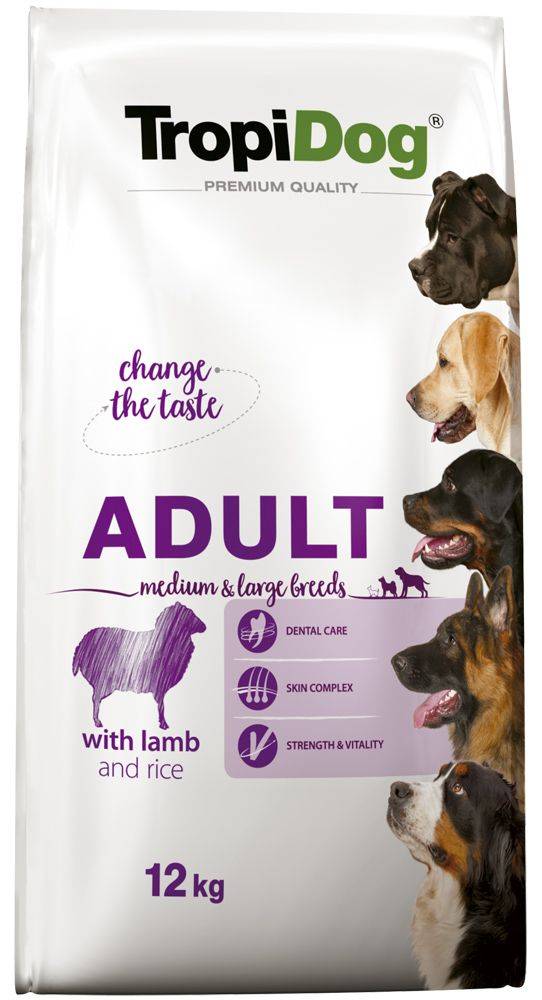 ΤΡΟΦΗ ΣΚΥΛΟΥ TROPIDOG PREMIUM ADULT MEDIUM-LARGE BREEDS ΑΡΝΙ - ΡΥΖΙ 12KG