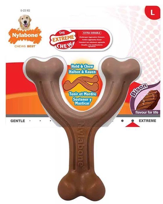 NYLABONE NYLABONE EXTREME CHEW WISHBONE BISON L
