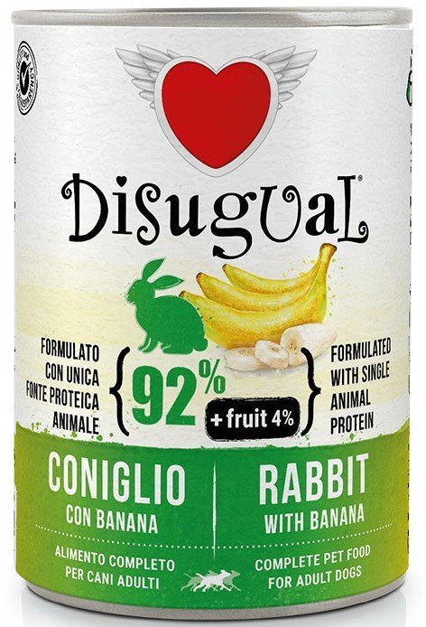 DISUGUAL ΚΟΝΣΕΡΒΑ ΣΚΥΛΟΥ DISUGUAL FRUIT ΜΕ ΚΟΥΝΕΛΙ - ΜΠΑΝΑΝΑ 400GR