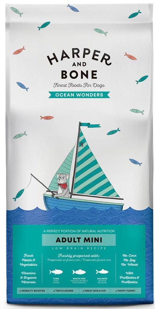 HARPER - BONE ΤΡΟΦΗ ΣΚΥΛΟΥ HARPER - BONE ADULT MINI OCEAN WONDERS ΤΟΝΟΣ-ΣΟΛΟΜΟΣ - ΛΕΥΚΟ ΨΑΡΙ 2KG