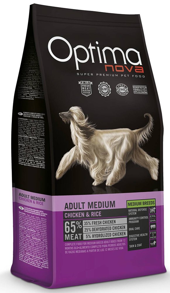 OPTIMANOVA ΤΡΟΦΗ ΣΚΥΛΟΥ OPTIMANOVA ADULT MEDIUM ΚΟΤΟΠΟΥΛΟ - ΡΥΖΙ 12KG