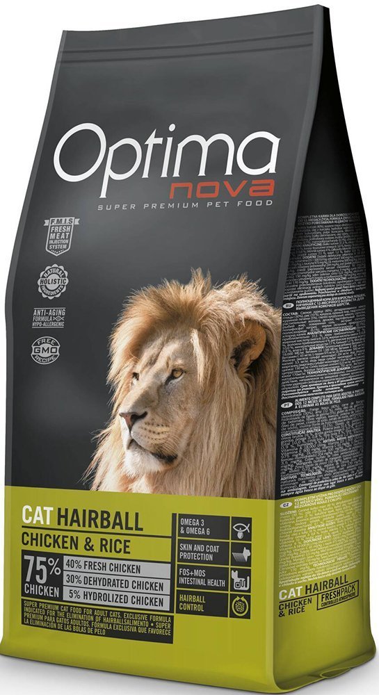 OPTIMANOVA ΤΡΟΦΗ ΓΑΤΑΣ OPTIMANOVA ADULT HAIRBALL ΚΟΤΟΠΟΥΛΟ - ΡΥΖΙ 2KG