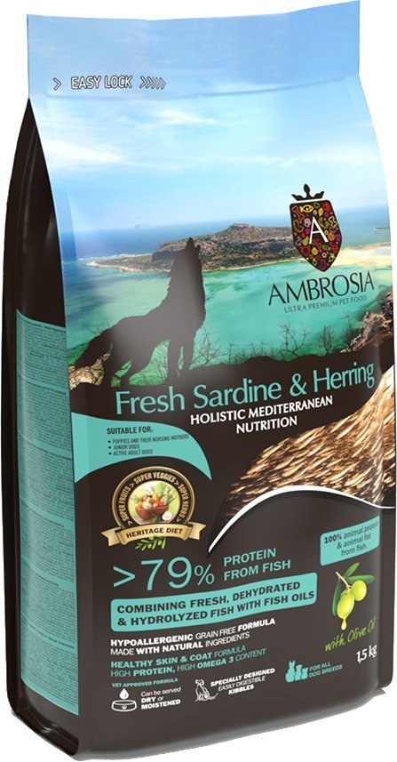 AMBROSIA ΤΡΟΦΗ ΣΚΥΛΟΥ AMBROSIA MEDITERRANEAN DIET GF PUPPY ΦΡΕΣΚΙΑ ΣΑΡΔΕΛΑ - ΡΕΓΓΑ 1.5KG