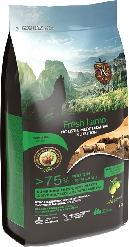 AMBROSIA ΤΡΟΦΗ ΣΚΥΛΟΥ AMBROSIA MEDITERRANEAN DIET GRAIN FREE ADULT ΦΡΕΣΚΟ ΑΡΝΙ 5KG