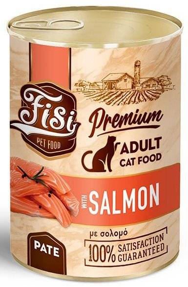 ΚΟΝΣΕΡΒΑ ΓΑΤΑΣ FISI ΣΟΛΟΜΟΣ ΠΑΤΕ 400GR