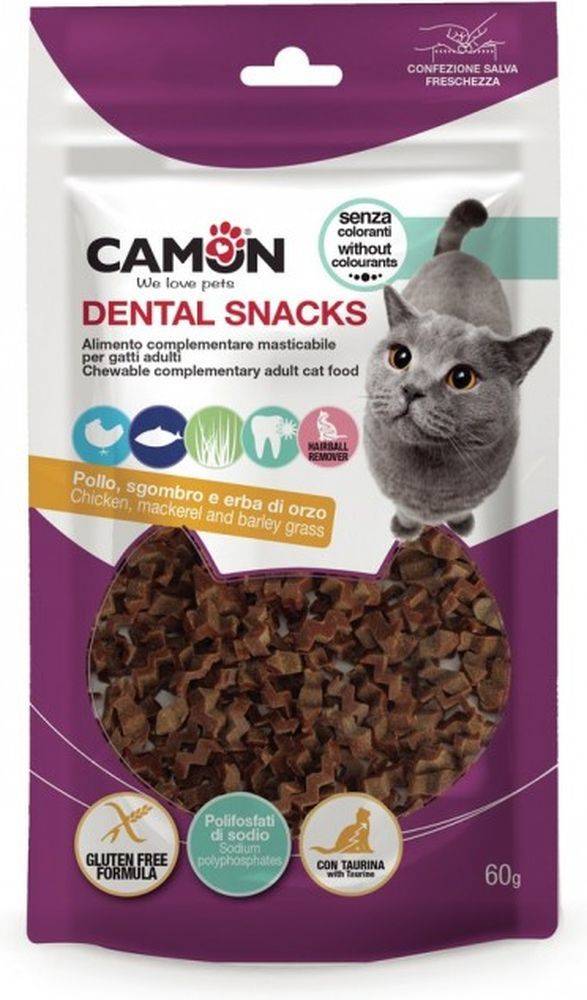 SNAK CAMON CHICKEN FISHES WITH MACKEREL AND MALT GRASS (60GR)