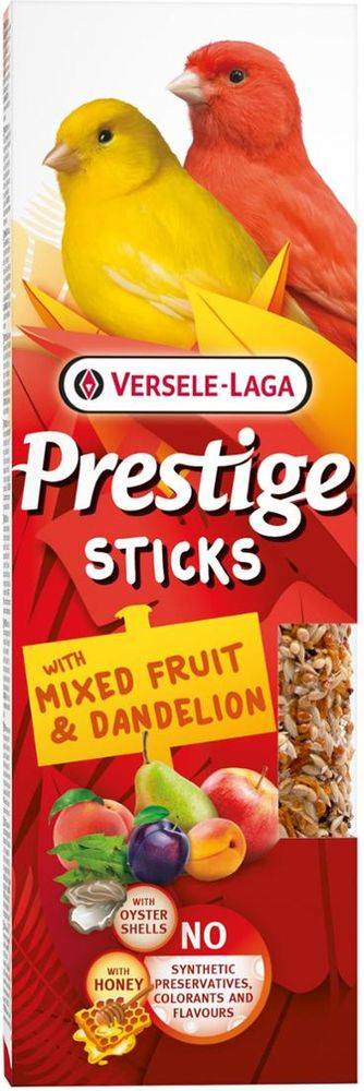 STICKS ΓΙΑ ΚΑΝΑΡΙΝΙΑ PRESTIGE MIXED FRUIT - DANDELION (2ΤΜΧ Χ 30G)