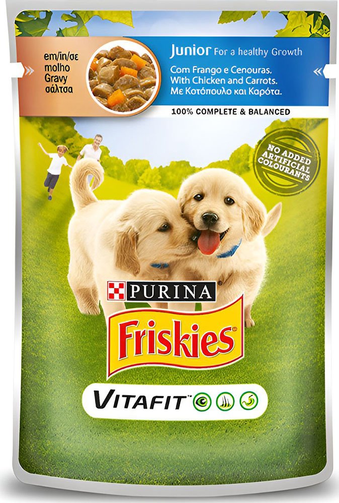 FRISKIES ΥΓΡΗ ΤΡΟΦΗ FRISKIES DOG JUNIOR ΚΟΤΟΠΟΥΛΟ - ΚΑΡΟΤΑ ΣΕ ΣΑΛΤΣΑ (100GR)