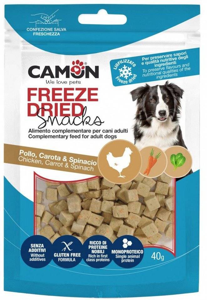 SNACK CAMON FREEZE DRIED CHICKEN CARROTS - SPINACH (40GR)
