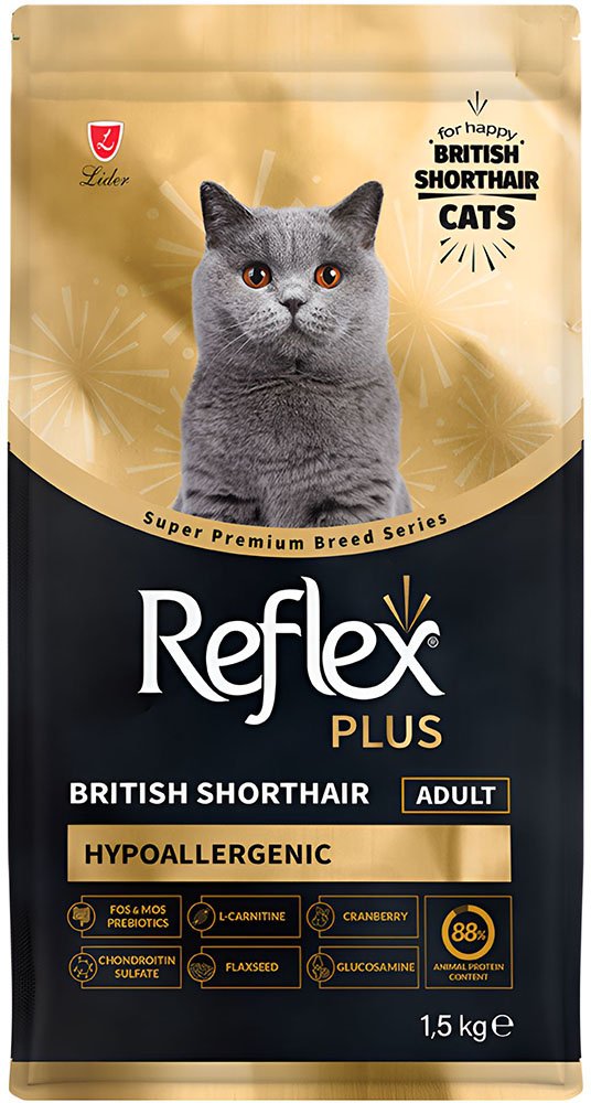 REFLEX PLUS ΤΡΟΦΗ REFLEX BREED BRITISH SHORTHAIR ADULT HYPOALLERGENIC ΚΟΤΟΠΟΥΛΟ (1,5KG)