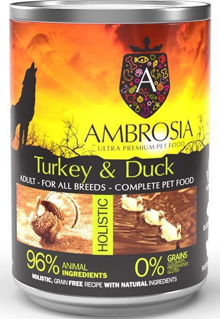 AMBROSIA ΚΟΝΣΕΡΒΑ ΣΚΥΛΟΥ AMBROSIA GRAIN FREE ADULT SENSITIVE ΓΑΛΟΠΟΥΛΑ - ΠΑΠΙΑ (400GR)