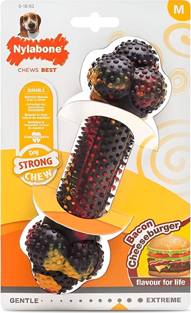 NYLABONE ΜΑΣΗΤΙΚΟ ΠΑΙΧΝΙΔΙ NYLABONE STRONG CHEW BACON CHEESEBURGER M