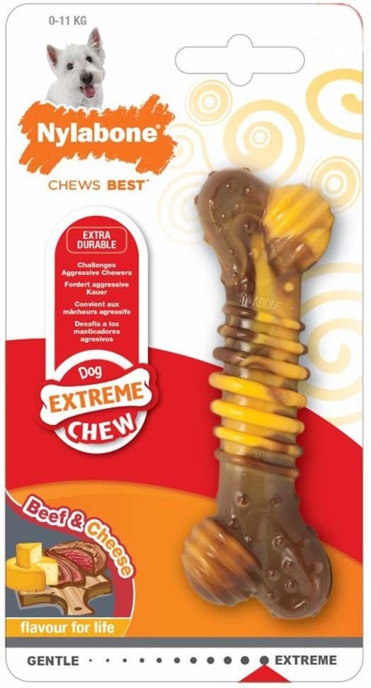 NYLABONE ΜΑΣΗΤΙΚΟ ΠΑΙΧΝΙΔΙ NYLABONE EXTREME CHEW TEXTURE BONE STEK - CHEESE S