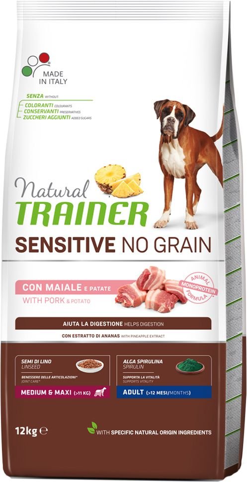TRAINER ΤΡΟΦΗ ΣΚΥΛΟΥ TRAINER SENSITIVE NO GRAIN ADULT M/M ΧΟΙΡΙΝΟ (12KG)