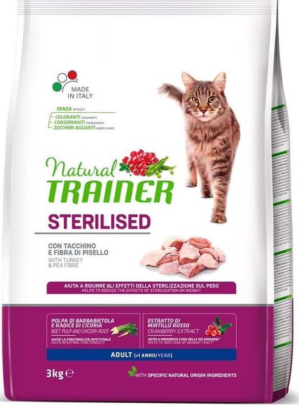 TRAINER ΤΡΟΦΗ ΓΑΤΑΣ TRAINER NATURAL CAT ADULT STERILISED ΛΕΥΚΑ ΚΡΕΑΤΑ (3KG)