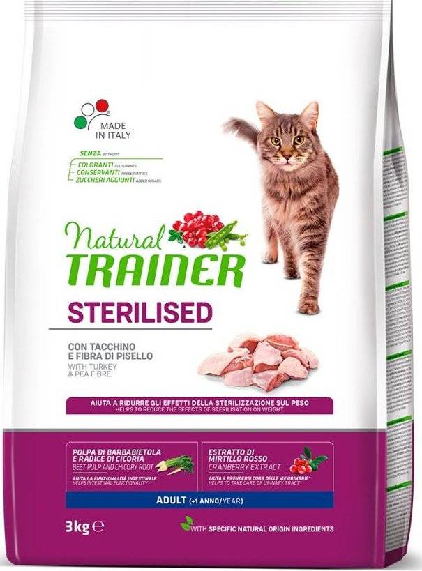 ΤΡΟΦΗ ΓΑΤΑΣ TRAINER NATURAL CAT ADULT STERILISED ΛΕΥΚΑ ΚΡΕΑΤΑ (3KG)