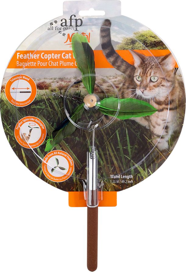 AFP ΠΑΙΧΝΙΔΙ ΓΑΤΑΣ AFP INSTINCTS FEATHER COPTER WAND ΠΡΑΣΙΝΟ (18.5X15.5X1.5CM)
