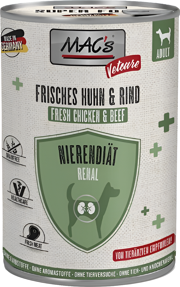 ΚΟΝΣΕΡΒΑ ΣΚΥΛΟΥ MACS DOG VETCARE RENAL ΚΟΤΟΠΟΥΛΟ ΒΟΔΙΝΟ (400GR)