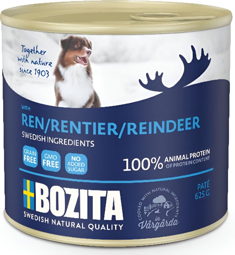 BOZITA ΚΟΝΣΕΡΒΑ ΣΚΥΛΟΥ BOZITA PATE ΤΑΡΑΝΔΟΣ (625GR)