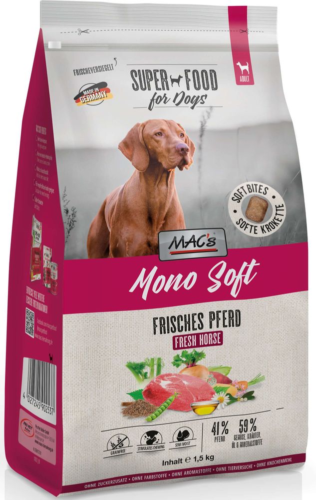 MACS ΤΡΟΦΗ ΣΚΥΛΟΥ MACS DOG MONO SOFT ADULT GRAIN FREE ΑΛΟΓΟ (1,5KG)