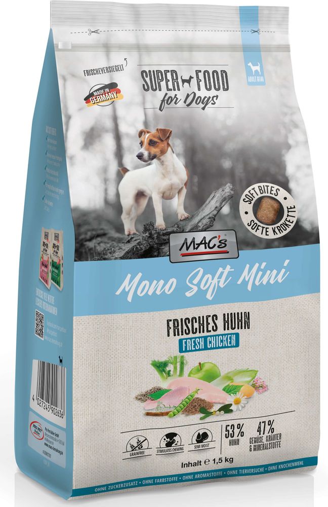 MACS ΤΡΟΦΗ ΣΚΥΛΟΥ MACS DOG MONO SOFT MINI GRAIN FREE ΚΟΤΟΠΟΥΛΟ (1,5KG)
