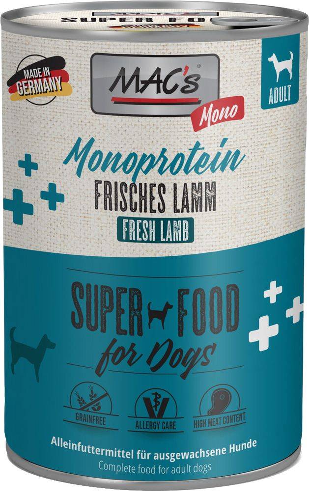 ΚΟΝΣΕΡΒΑ ΣΚΥΛΟΥ MACS GRAIN FREE MONO SENSITIVE ΑΡΝΙ (800GR)