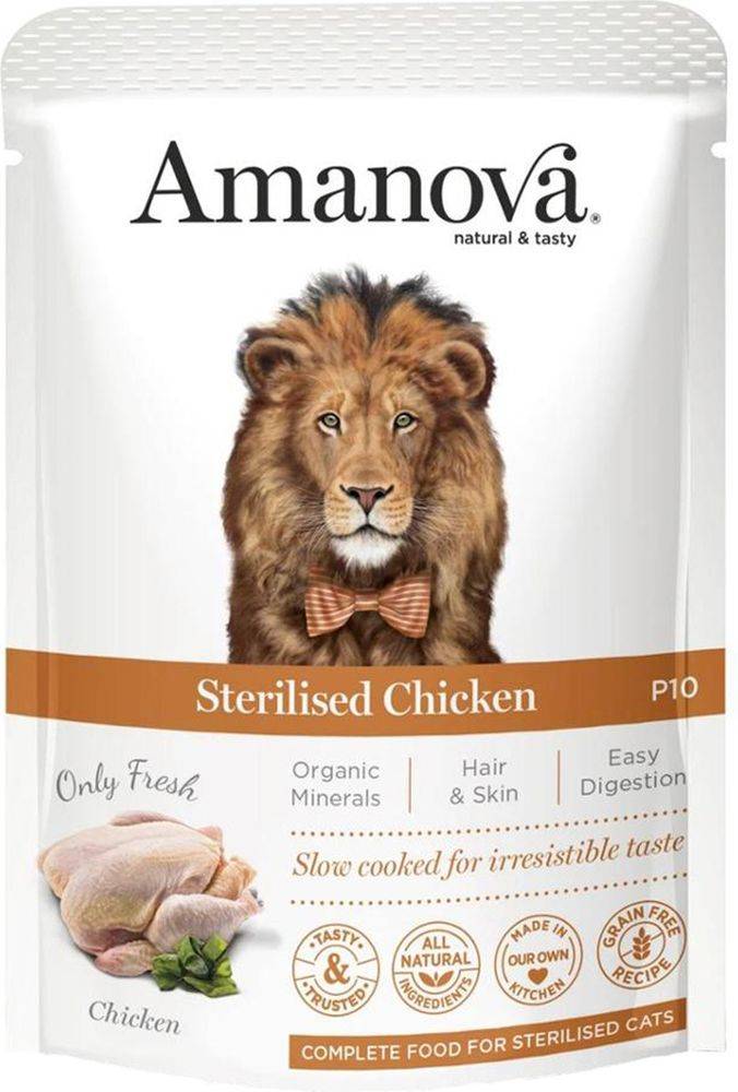 ΦΑΚΕΛΑΚΙ ΓΑΤΑΣ AMANOVA ADULT STERILISED ΚΟΤΟΠΟΥΛΟ (85GR)
