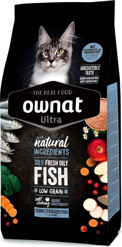ΤΡΟΦΗ ΓΑΤΑΣ OWNAT ULTRA YOUNG STERILIZED LOW GRAIN ΜΕ ΨΑΡΙ (1,5KG)