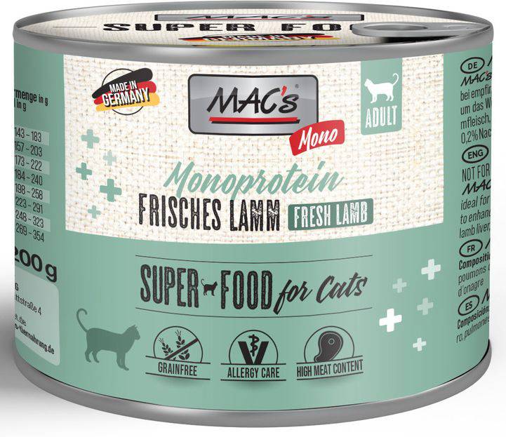 ΚΟΝΣΕΡΒΑ ΓΑΤΑΣ MACS SENSITIVE ΜΕ ΑΡΝΙ (200GR)