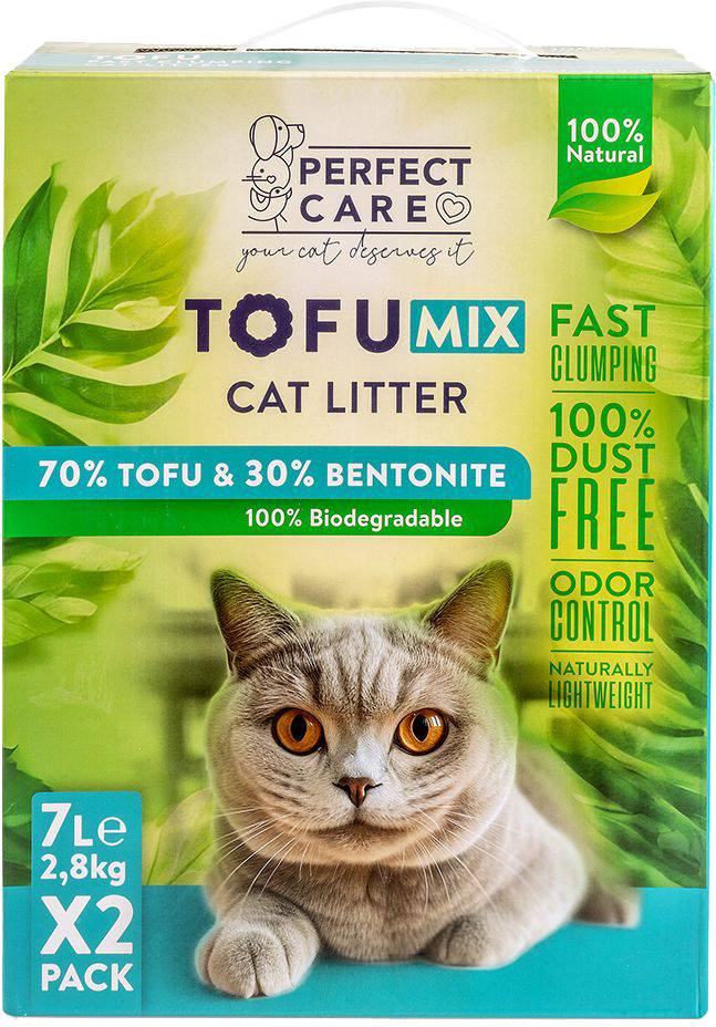 ΑΜΜΟΣ PERFECT CARE CAT LITTER MIX TOFU - BENTONITE ΧΩΡΙΣ ΑΡΩΜΑ 14L (2 X 7L)