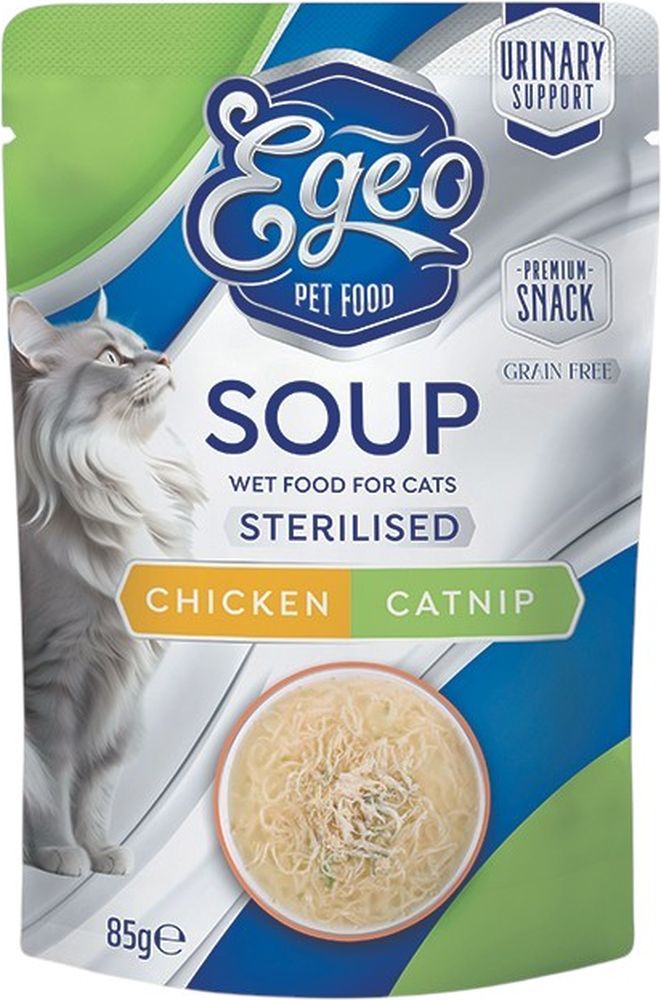ΦΑΚΕΛΑΚΙ EGEO SOUP STERILISED ΚΟΤΟΠΟΥΛΟ ΜΕ CATNIP (85GR)