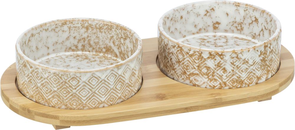 ΣΕΤ ΜΠΟΛ TRIXIE ΚΕΡΑΜΙΚΟ BAMBOO ΛΕΥΚΟ ΚΑΦΕ (2ΤΜΧ/ 20CM/ 800ML)