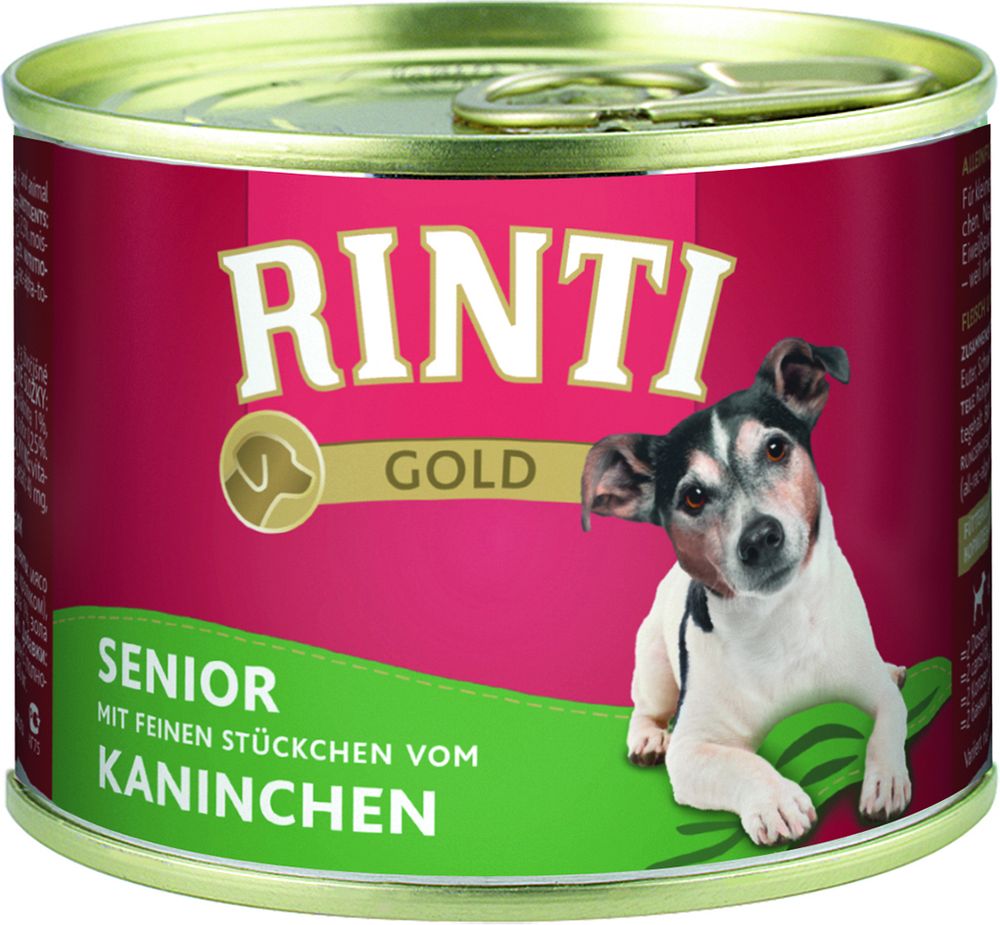 ΚΟΝΣΕΡΒΑ ΣΚΥΛΟΥ RINTI GOLD SENIOR FOOD ΚΟΥΝΕΛΙ (185GR)