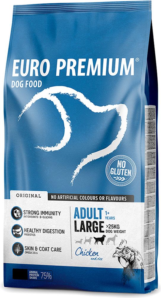ΤΡΟΦΗ ΣΚΥΛΟΥ EUROPREMIUM ADULT LARGE ΑΡΝΙ ΡΥΖΙ (12KG)