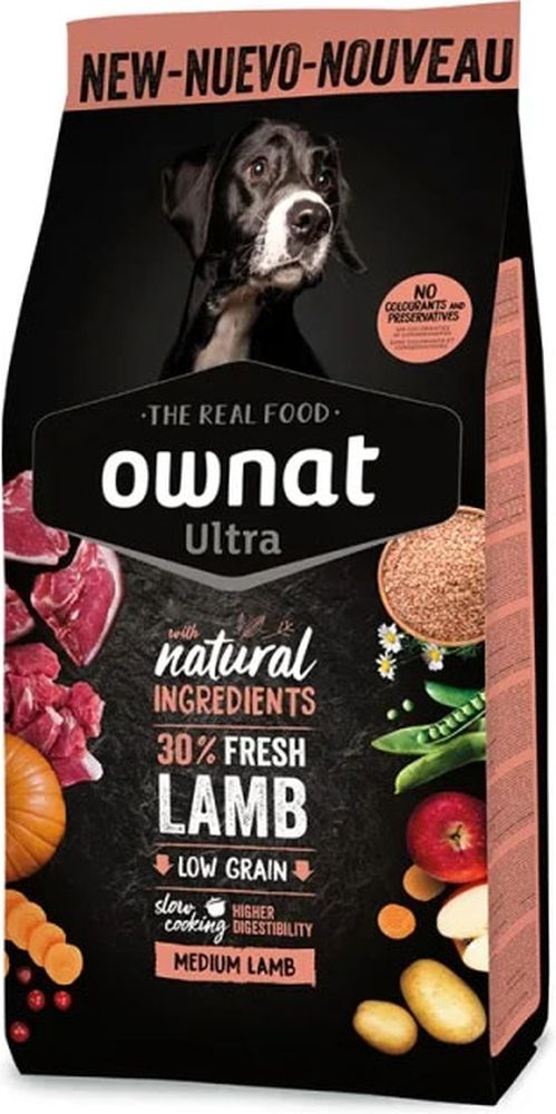 ΤΡΟΦΗ ΣΚΥΛΟΥ OWNAT ULTRA MEDIUM ADULT ΑΡΝΙ - ΡΥΖΙ (12KG)