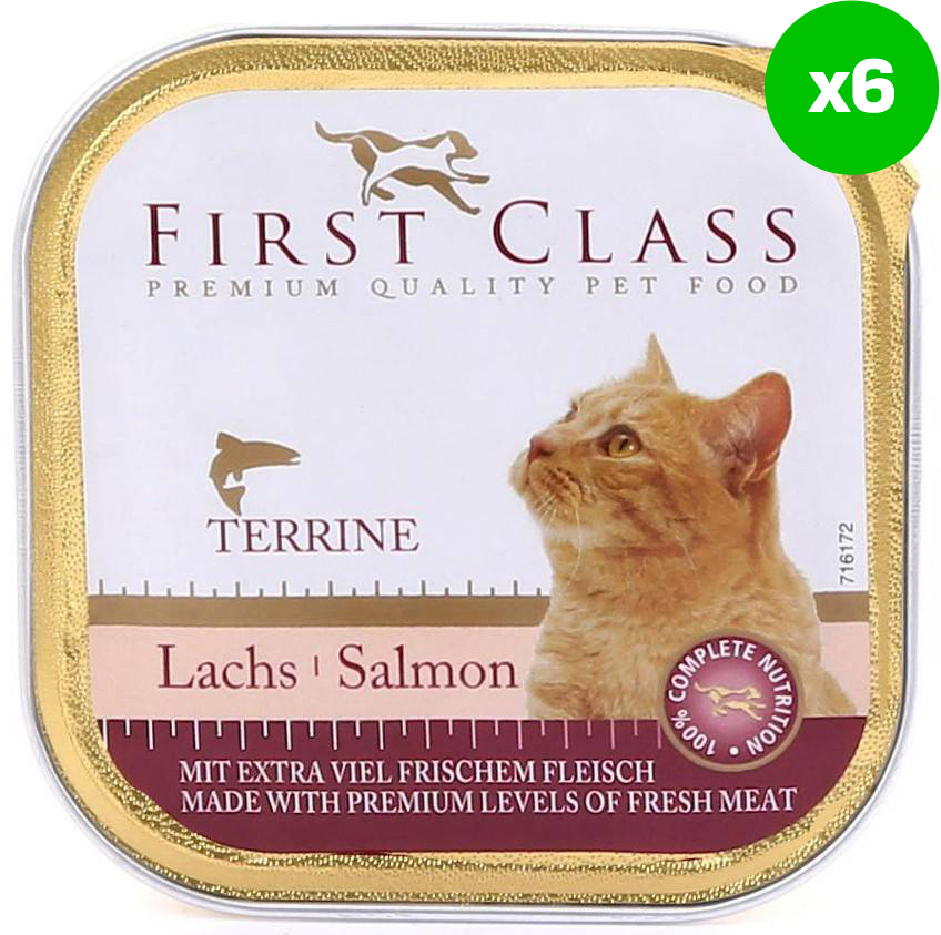 ΚΟΝΣΕΡΒΑ ΓΑΤΑΣ FIRST CLASS ΣΟΛΟΜΟΣ (6 X 100GR)