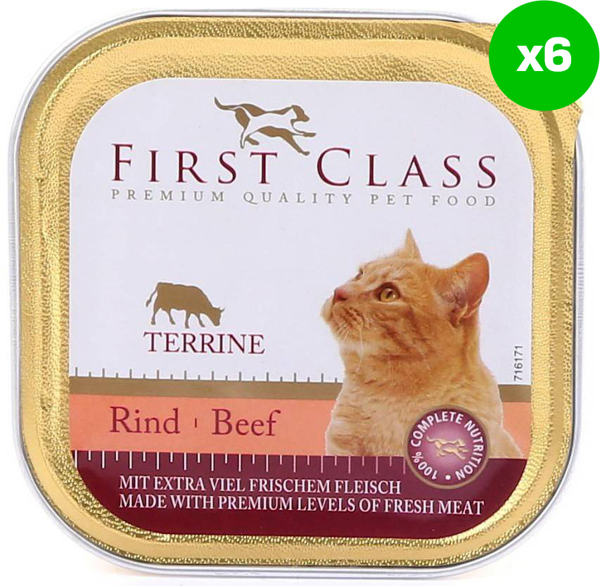 ΚΟΝΣΕΡΒΑ ΓΑΤΑΣ FIRST CLASS ΒΟΔΙΝΟ (6 X 100GR)
