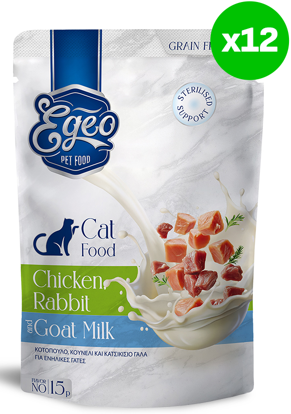 ΥΓΡΗ ΤΡΟΦΗ ΓΑΤΑΣ EGEO CAT ADULT ΚΟΤΟΠΟΥΛΟ ΚΟΥΝΕΛΙ - ΚΑΤΣΙΚΙΣΙΟ ΓΑΛΑ (12TMX X 85GR)