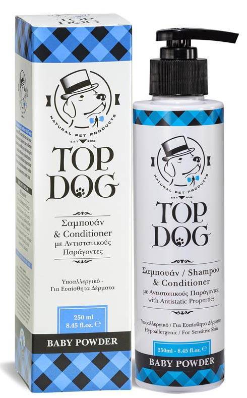 ΣΑΜΠΟΥΑΝ ΣΚΥΛΟΥ TOP DOG ΦΥΤΙΚΟ BABY POWDER 250ML
