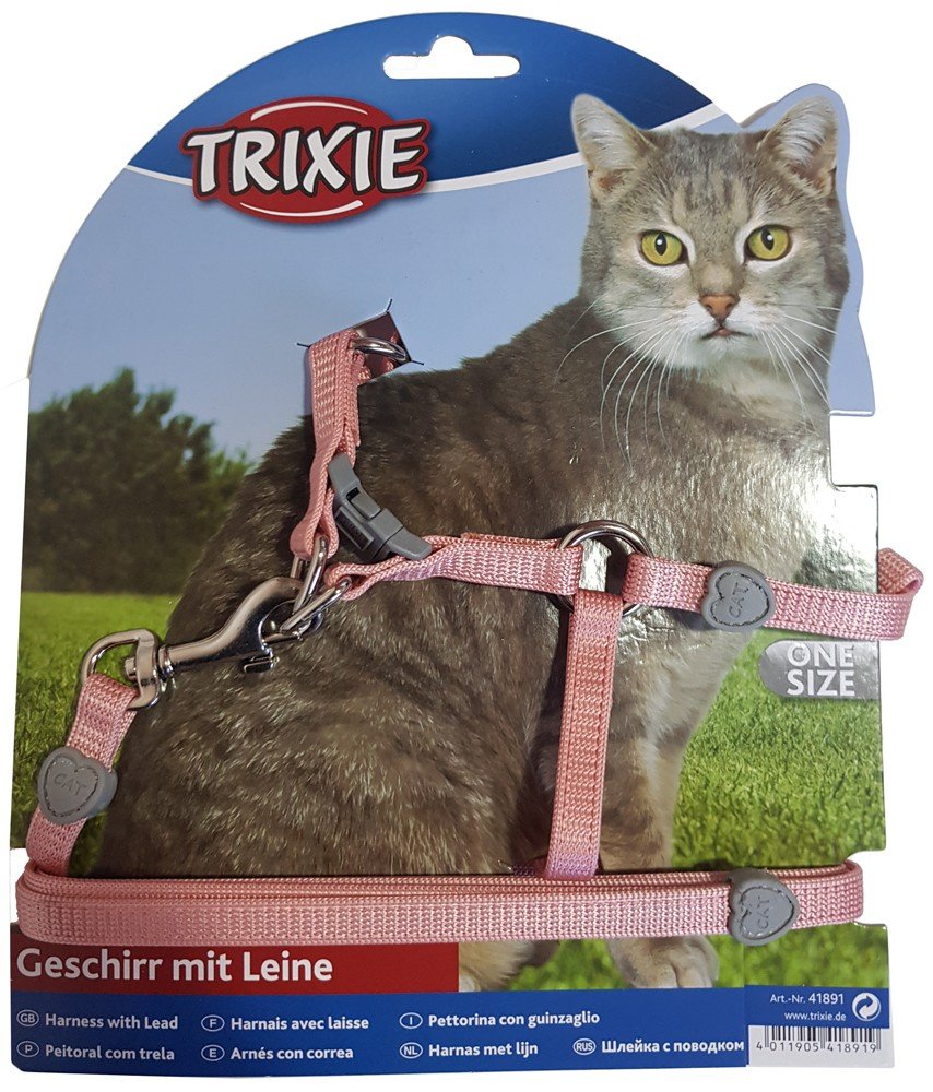 TRIXIE ΣΕΤ ΓΑΤΑΣ TRIXIE HARNESS WITH LEAD 26-37CM ΡΟΖ