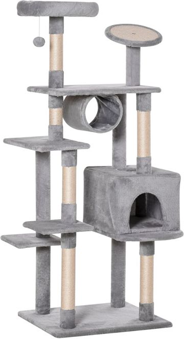 PAWHUT ΟΝΥΧΟΔΡΟΜΙΟ ΓΑΤΑΣ PAWHUT ΔΕΝΤΡΟ ΓΚΡΙ 60X50X165CM