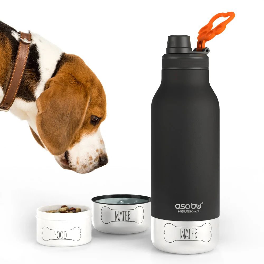 ASOBU ΜΠΟΥΚΑΛΙ ΣΚΥΛΟΥ ASOBU BUDDY 3 IN 1 ΑΝΟΞΕΙΔΩΤΟ ΑΤΣΑΛΙ ΜΑΥΡΟ 200ML-250ML-1LT