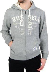 ΖΑΚΕΤΑ RUSSELL ZIP HOODED SWEAT DISTRESSED LOGO ΓΚΡΙ (M) ΖΑΚΕΤΑ RUSSELL ZIP HOODED SWEAT DISTRESSED LOGO ΓΚΡΙ (M)