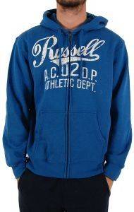  RUSSELL ZIP THROUGH HOODY WITH DISTRESSED LOGO  (L)