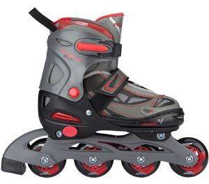 NIJDAM ΠΑΙΔΙΚΑ ΠΑΤΙΝΙΑ NIJDAM INLINE SKATE JUNIOR ΡΥΘΜΙΖΟΜΕΝΑ ΜΑΥΡΑ/ΚΟΚΚΙΝΑ