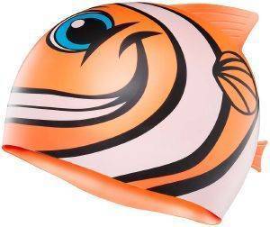  TYR CHARACTYRS HAPPY FISH SILICONE KIDS SWIM CAP 