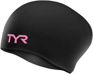  TYR PINK LONG HAIR WRINKLE-FREE SILICONE ADULT SWIM CAP /