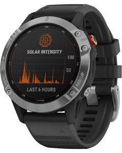  GARMIN FENIX 6 SOLAR SILVER WITH BLACK BAND