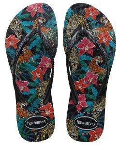 HAVAIANAS ΣΑΓΙΟΝΑΡΑ HAVAIANAS SLIM TROPICAL ΜΑΥΡΗ/ΓΚΡΙ